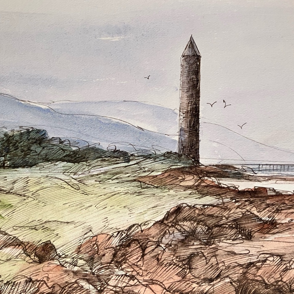 DOROTHY BRUCE Ink & Watercolor Sketch / LISTED American-Scottish ARTIST / Largs